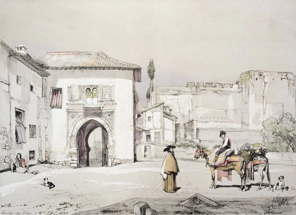 Porta della vite (Puerta del Vino), da schizzi e disegni dell'Alhambra